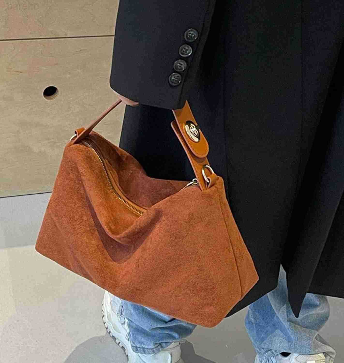 Suede Shoulder Bags For Women Crossbody Bag Suede Tote Bag Satchels Slouchy Work Purses Crescent Handbag Fall Top Handle M250903