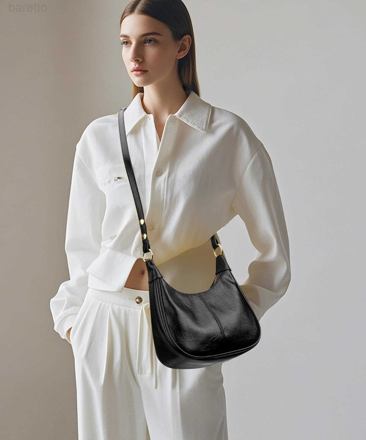 Small Hobo Bag Retro Crescent Shoulder Purse Women Soft Crossbody Handbag M250903