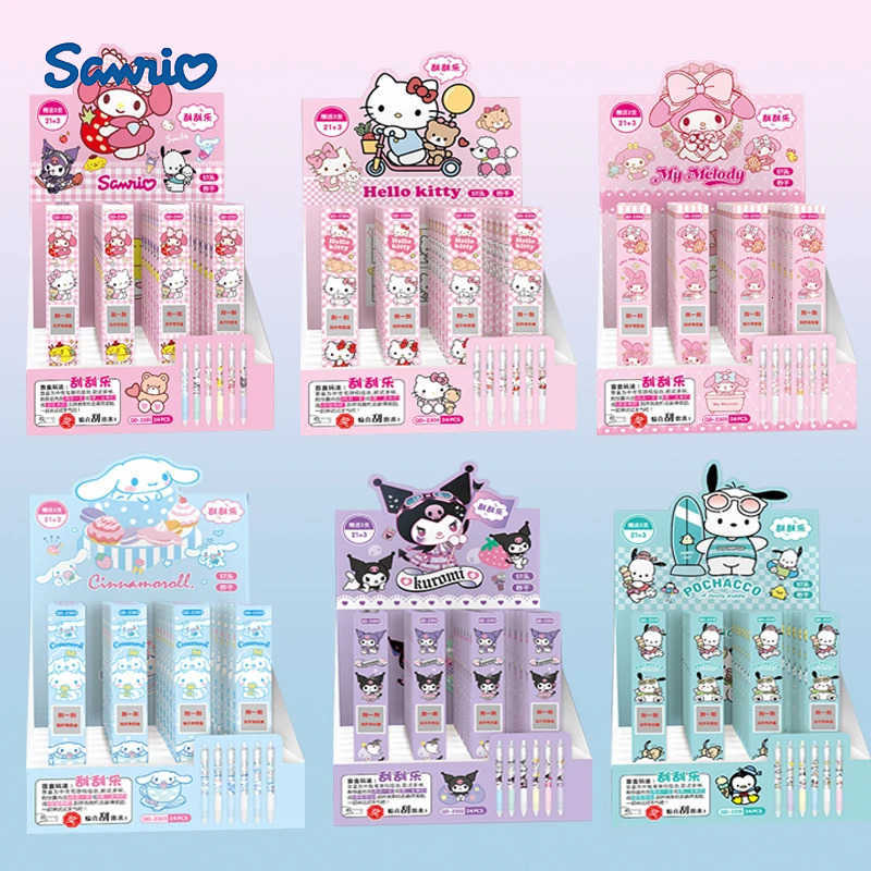 Sanrio 24pcsBox Kuromi Hello Kitty Gel Pen Cinamonroll Student Writing Office Neutral Pen ball pen Stationery School Supplies L250903