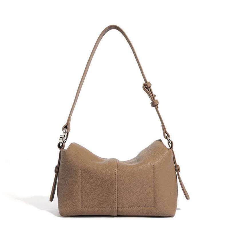 Niche Top Layer Cowhide Pillow Lychee Pattern Handbag Genuine Leather Underarm Versatile Crossbody Women's Bag