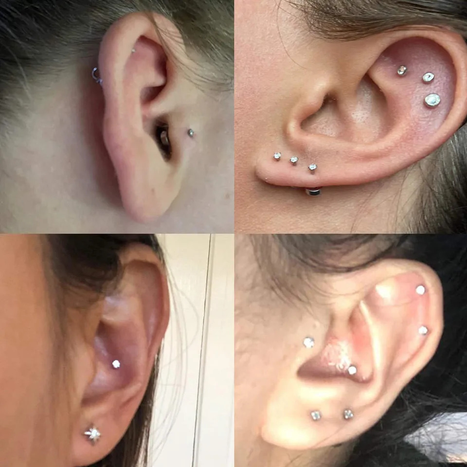 1 Pair Stainless Steel Tragus Stud Earrings for Women Men Round Cubic Zirconia Flat Back Screw Back Ear Piercing 28MM Jewelry 250903