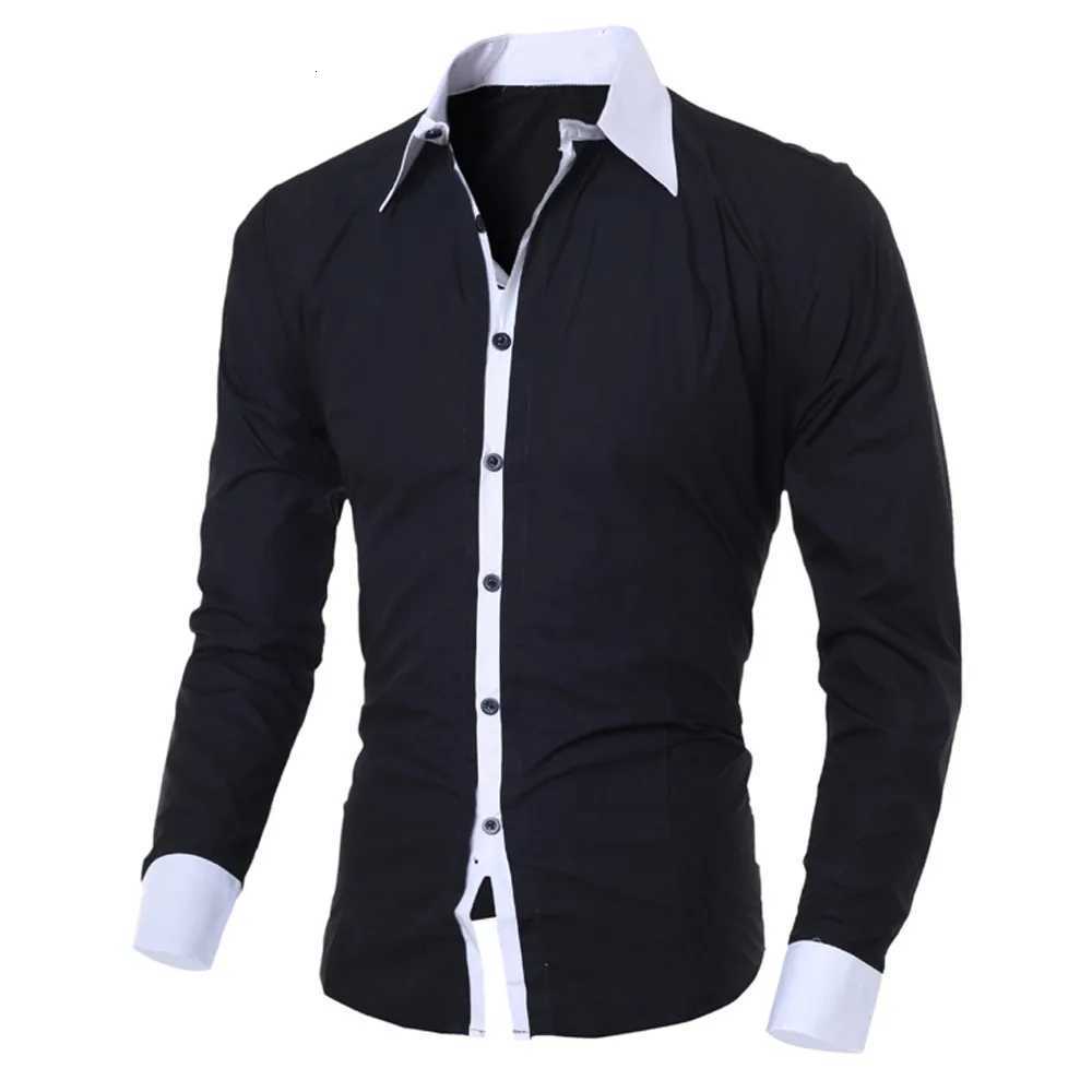 Mens Shirts Fashion Personality Mens Casual Slim Longsleeved Shirt Top Blouse Black White Men Shirt Style Men Clothing Shirts X250903