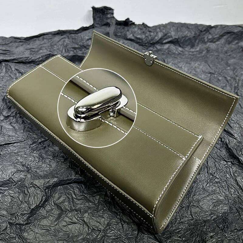 Niche Design Genuine Leather Women's Handbag, Casual Small Square Bag Rectangular Bag, Retro Light Long Handbag