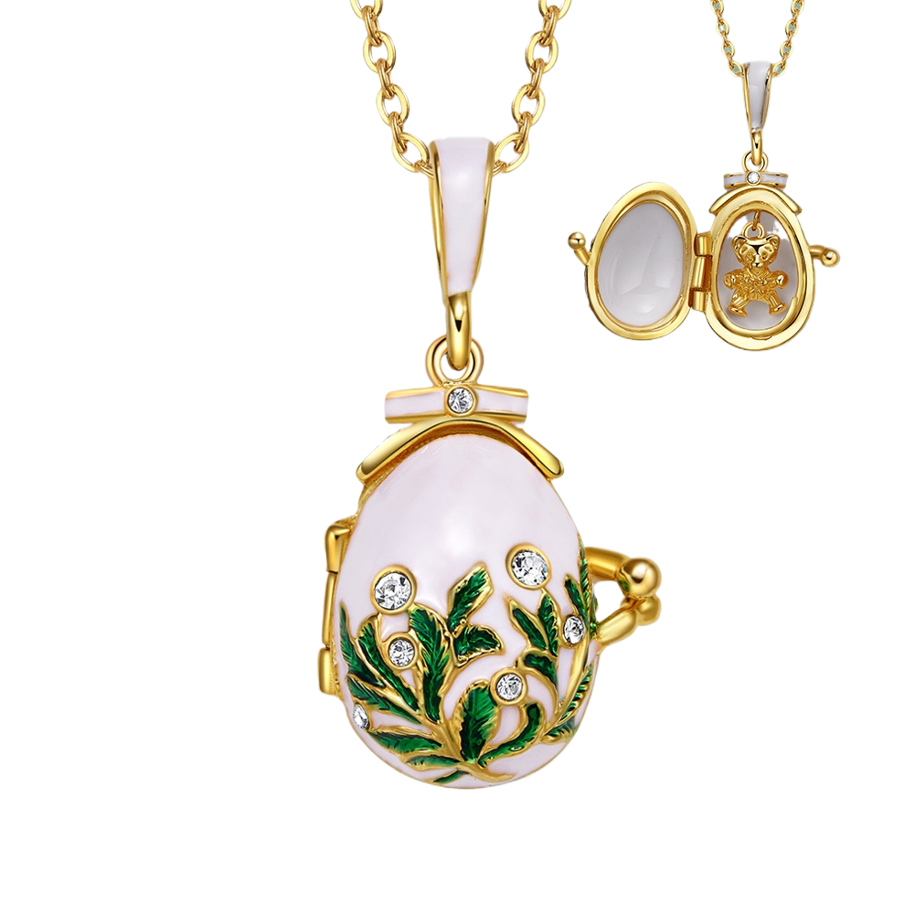 Necklace & apendant Cute teddy bear enamel pendant with leaf pattern EL22-5