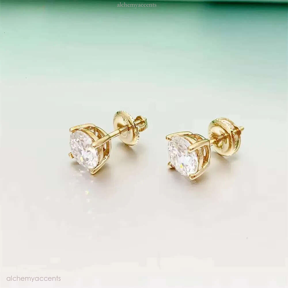 Hot Selling Top Quality Stud Earring Pass Dia Tester Screw Back Hip Hop 10k Solid Gold Earrings Moissanite Jewelry