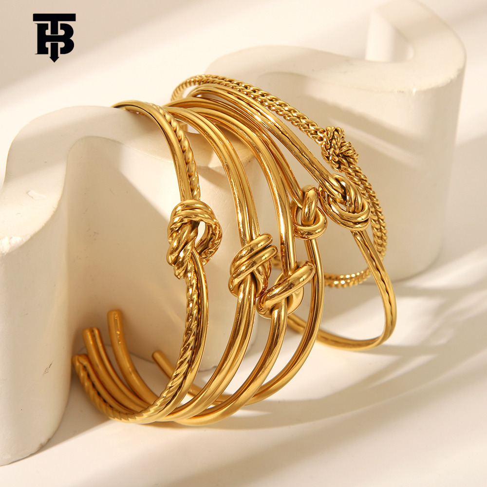 TB BHULAMTE New Designer Jewelry Bracelet Ladies' Knot Twist-open Bracelet, Outdoor Sports Niche Design Simple Style Bracelet Jewelry