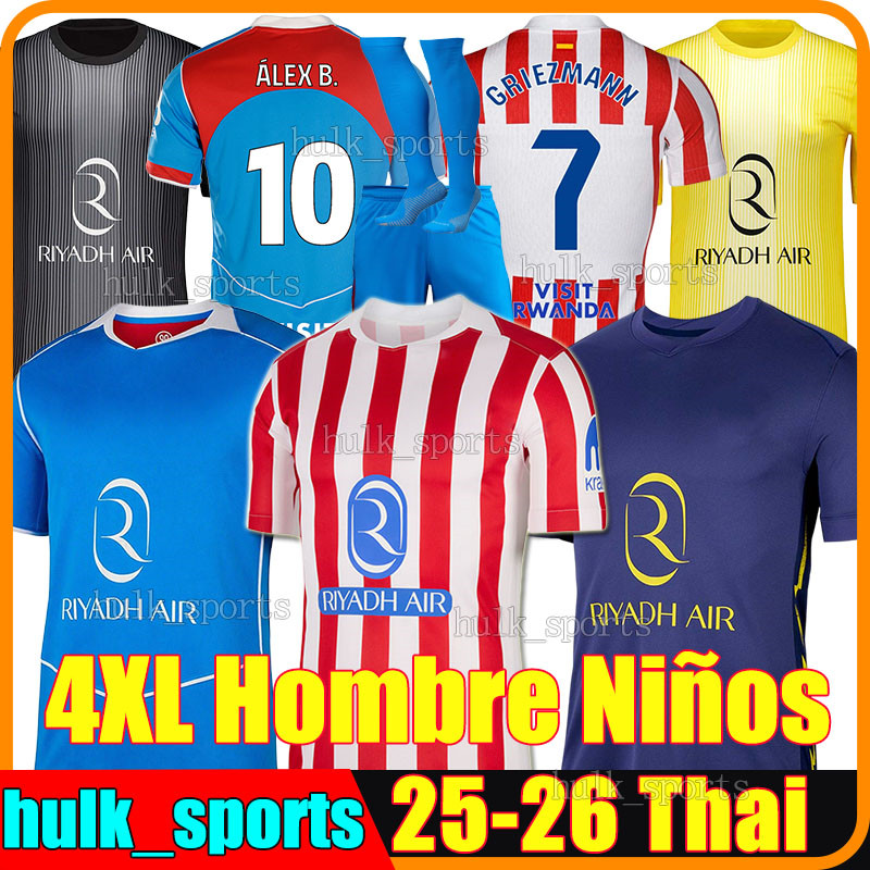 4XL 2025/26 J.ALVAREZ Soccer Jerseys ALEX B. GRIEZMANN SORLOTH Camiseta Football Shirts GIULIANO LLORENTE KOKE AtlETicO MaDriDJersey PASPADORI Men Kids Kit socks set