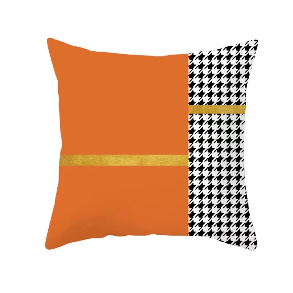 Luxury Designer Orange Color Geometric Cushion Covers Horse Pattern Modern Nordic Fashion Simple Pillow Covers Decorative Livingroom Sofa Couch