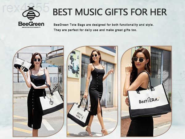 Birthday Gifts Personalized Womens Large White and Black Canvas Tote Bag Embroidered Initials Leather Handle Zipper ClosureW250903