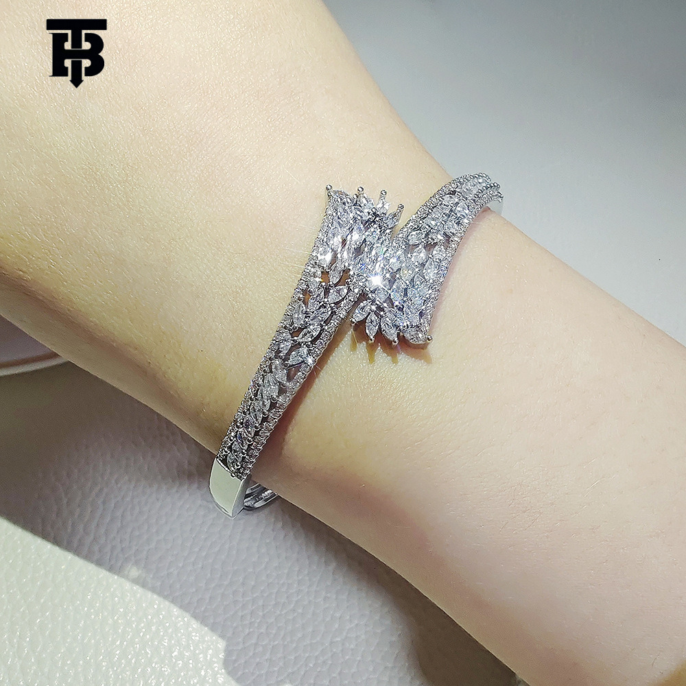 TB BHULAMTE Designer Lady Zircon Leaf High-end Fashion Open Bracelet Simple And Elegant Daily Commuting Multi-functional Style Bracelet