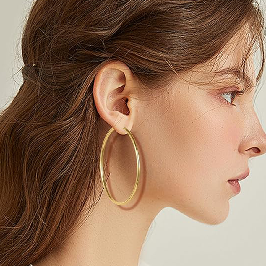 9 Pairs Clip on Hoop Earrings Non Pierced Fake Spring Hoop Earrings for Women Men Gold Tone