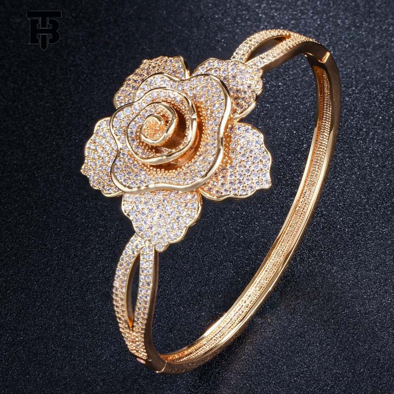 TB BHULAMTE Designer Women's Fashion Jewelry Bracelet Fashionable And Creative Flower Bracelet Outdoor Luxury Super Sparkling All-diamond Zircon 