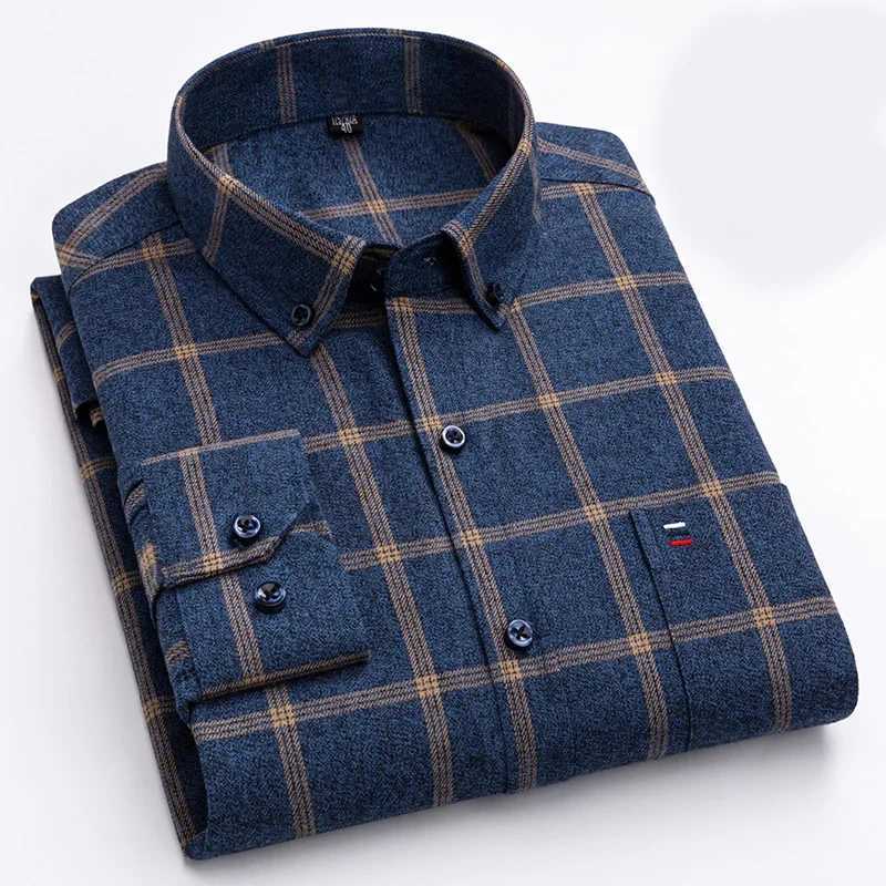 New Mens Plaid Shirts Long Sleeve Pure Cotton Regular Fit Soft Comfortable Casual Flannel Shirt Male Clothing Oversized 7XL 6XL X250903