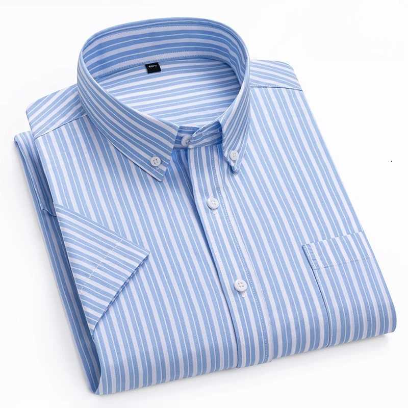 New in shirt hight qulity100cotton summer thin short sleeve shirts for men slim fit Casual shirt striped tops office clothes X250903