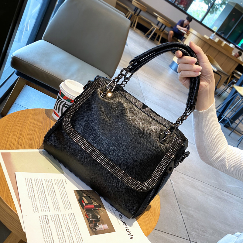 Women s Shoulder Bag New Inlaid Diamond Women s Handbag Leather Fashion Simple Leisure Large Capacity Women s Crossbody Bag Autumn New Designer Bag
