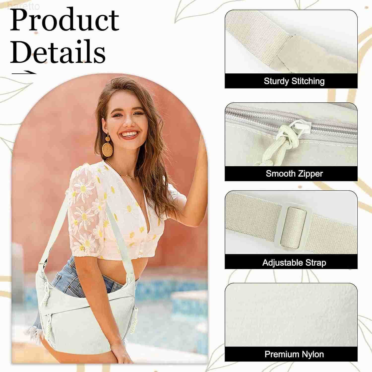 Hobo Bag for Women Men Crescent Crossbody Bag Small Shoulder Nylon Dumpling Bag with Adjustable Strap M250903