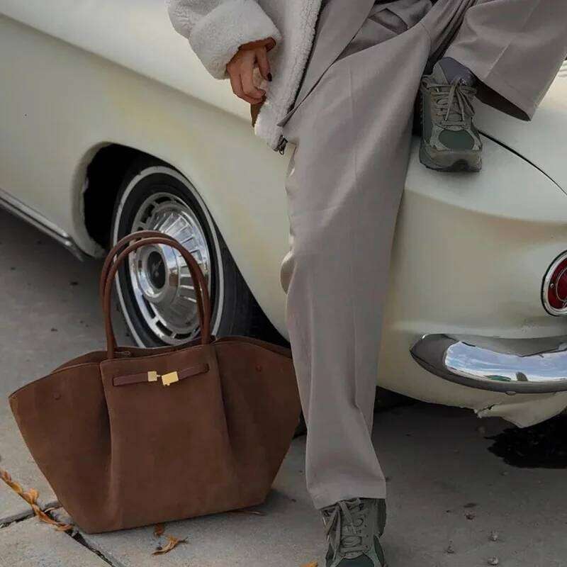 FIRMRANCH 2024 Winter New Belt Buckle Design Matte Suede Fan Shaped Handheld Tote Women's Diagonal Cross Bag Popular Purse Tredy