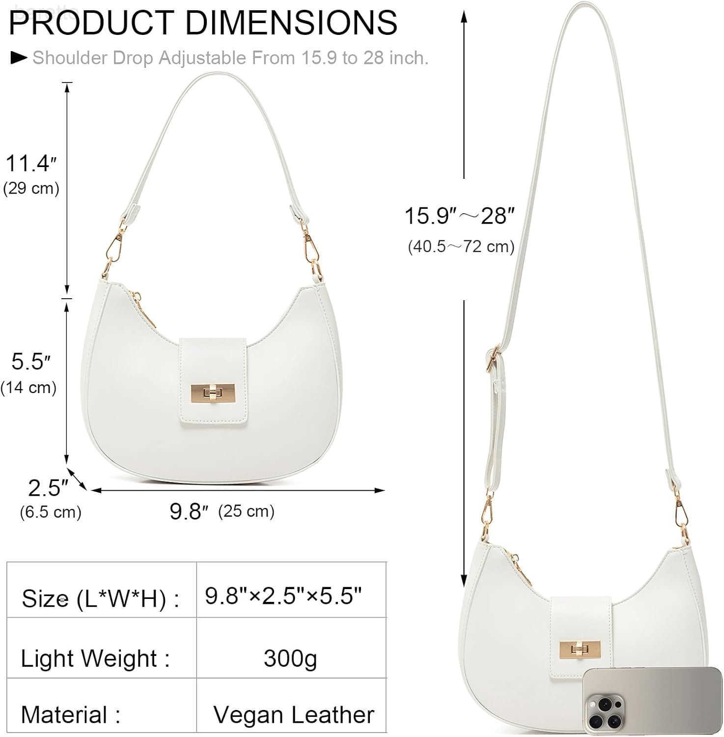 Crescent Shoulder Bag for Women Retro Vegan Leather Crossbody Bags Tote HandBag Underarm Purses M250903