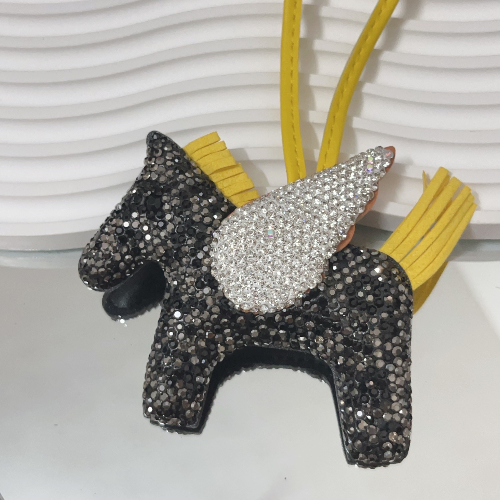 Rhinestone Little Pegasus Leather Pony Bag Pendant Angel Horse Keychain Creative Accessory