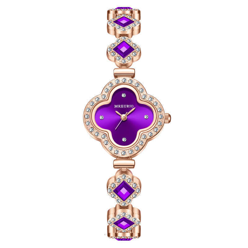 2025 Hot Live Sale Women's Clover Bracelet Quartz Watch - Emerald-Accent, Fashionable Ladies' Watch, Factory Wholesale