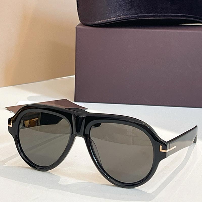 Brand Designer Pilot Sunglasses FT1225 Fashion Women Men Oval Sunglasses Thick Acetate Frame 100% UV Protection Zeiss Lens Metal T Logo Tourist Vacation Eyewear