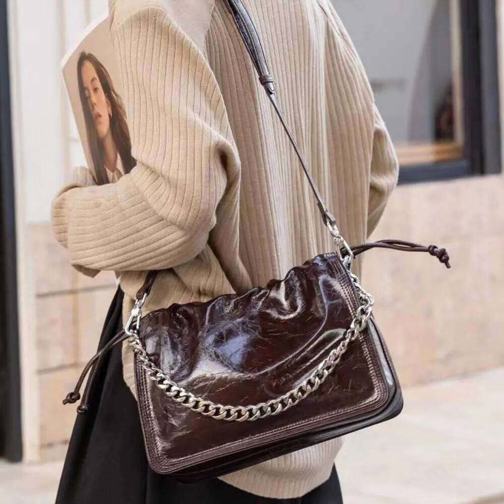 New Women's Genuine Leather Designer Women Shoulder Bag Wrinkled Cowhide Crossbody Bags Fashion Handbags 8816