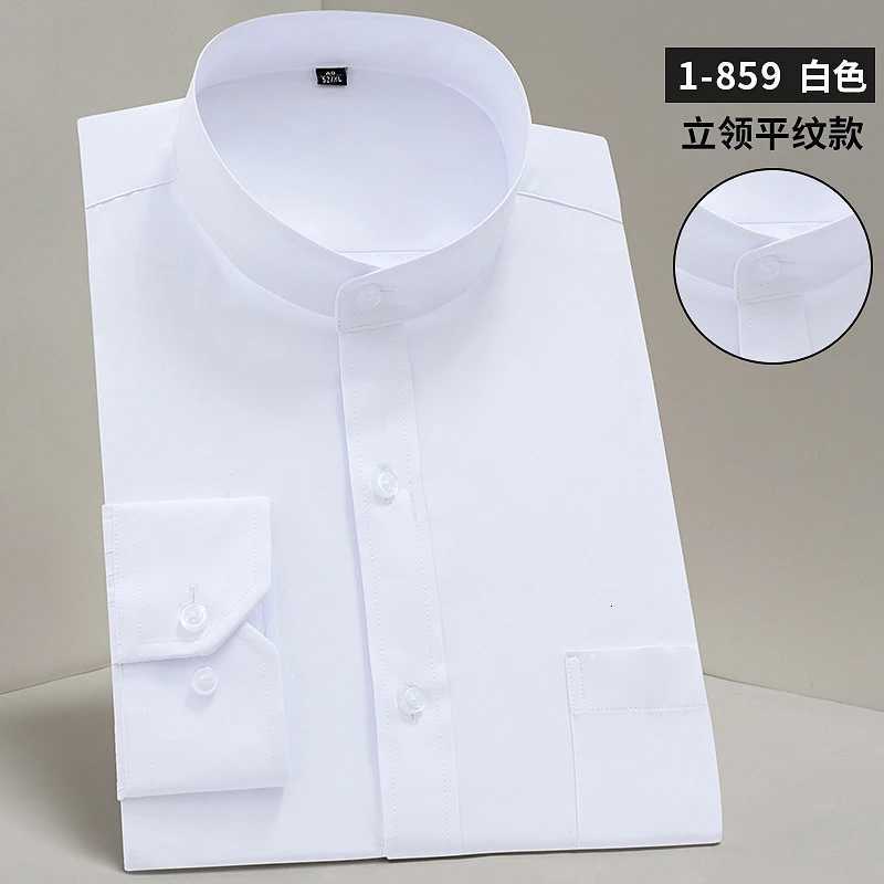 Stand Collar Shirt Mens Long Sleeve Chinese Style Tang Suit Breathable AntiWrinkle Easy Care Business Casual Dress Shirts X250903