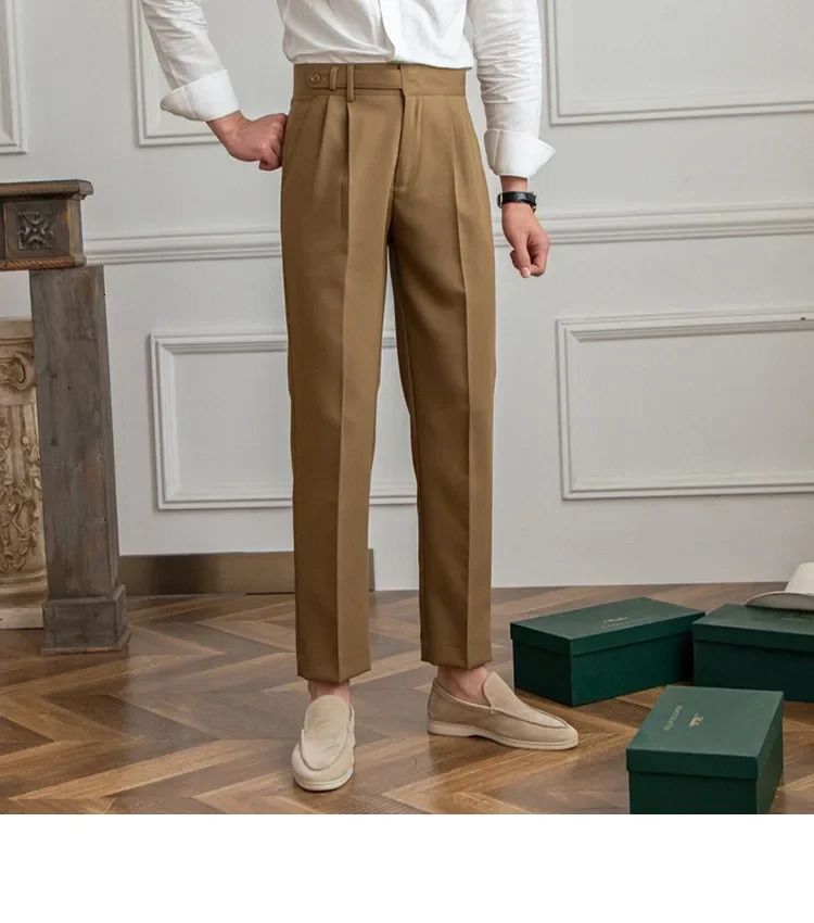 Italian Naples Pants Men High Waist Straight Suit Trousers Spring Summer Korean Fashion Casual Elegant Pants Mens Suit Pants Y2k 250902