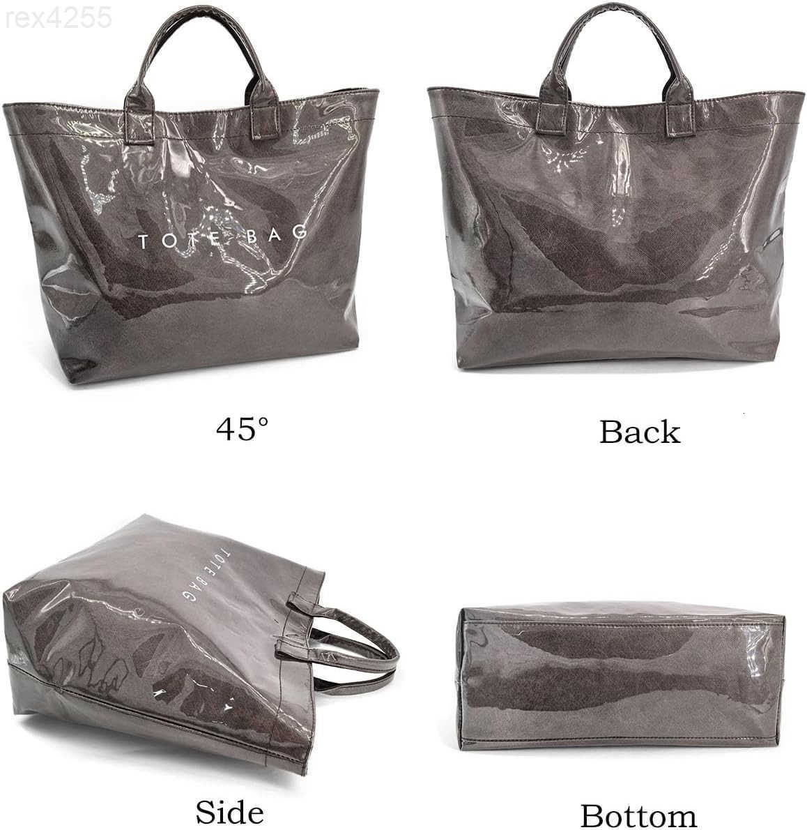 PVC Tote Bag for Women Kraft Paper Letter Print Tote Bag Large Hobo Handbags with Top HandleW250903