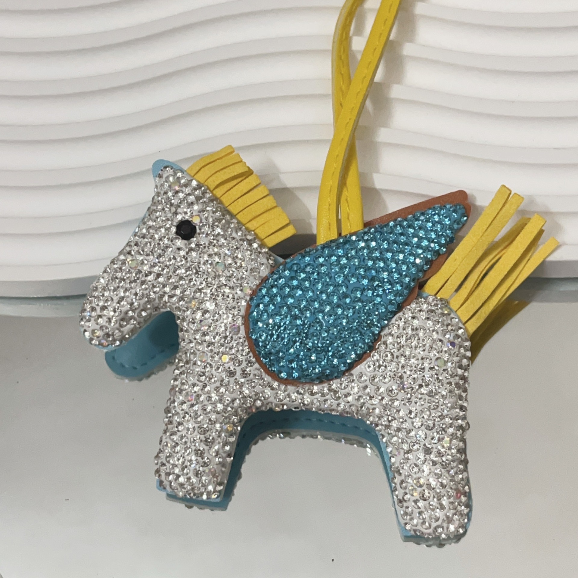 Rhinestone Little Pegasus Leather Pony Bag Pendant Angel Horse Keychain Creative Accessory