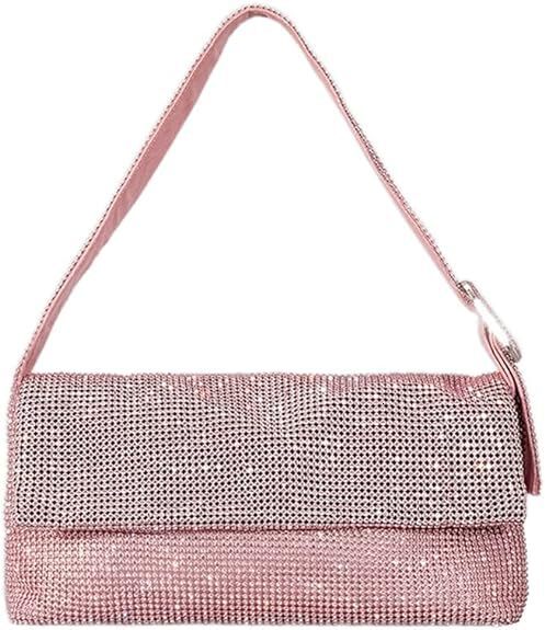 Designer handbag and shoulder bag 2024 New Bling Rhinestone Handbag for Women Fashionable Light Luxury Evening Niche Inlaid Diamond Square Buckle Shou