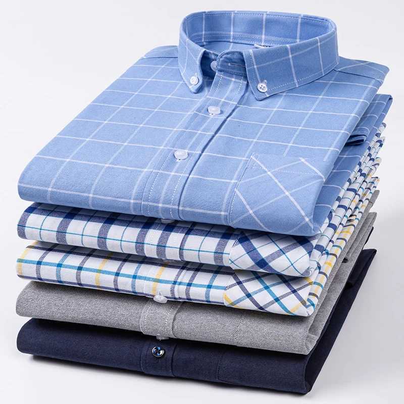 PLus size 8xl 100cotton oxford long sleeve shirts for men slim fit formal plain shirt striped tops office white busines clothes X250903