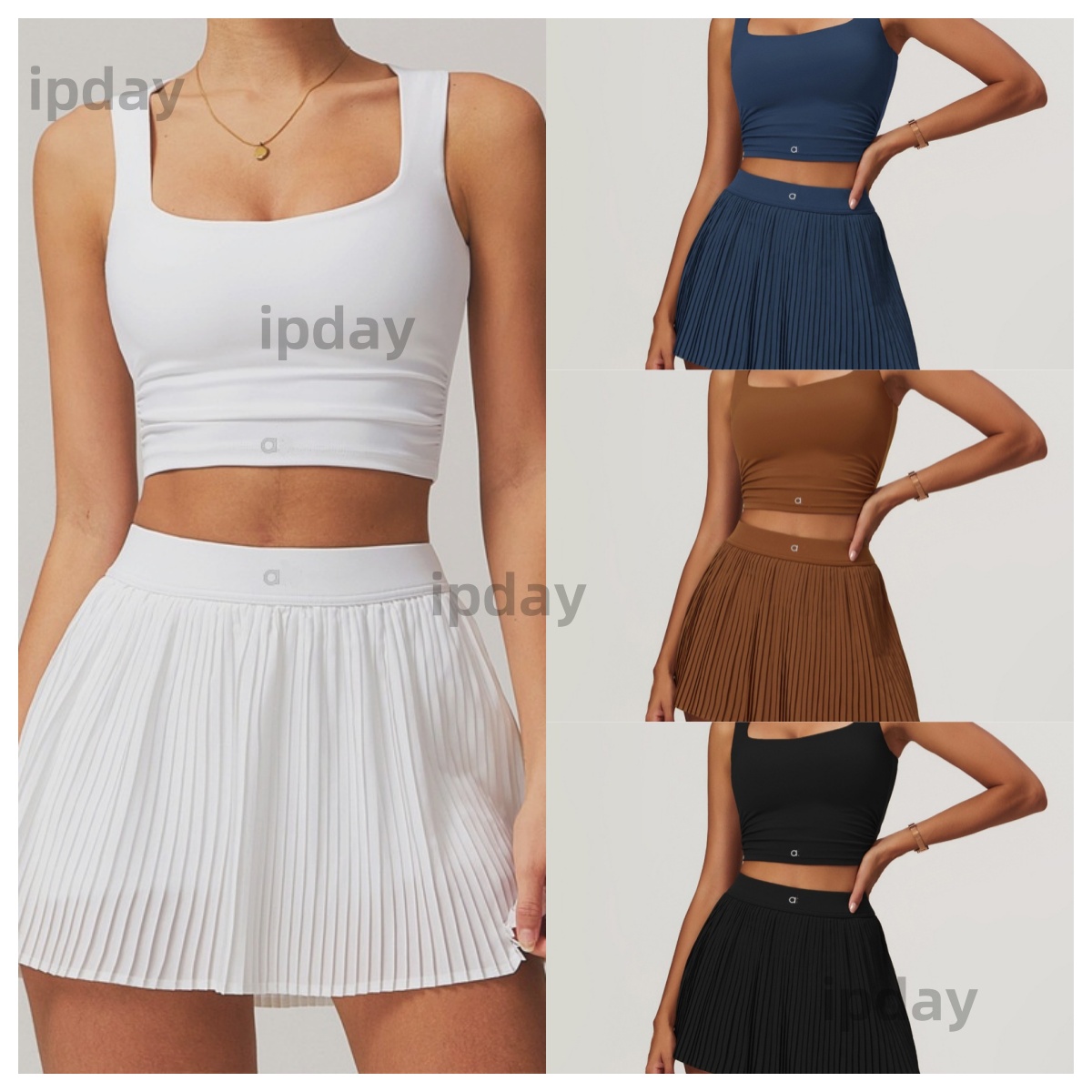 Women's high waist workout dress set with built-in shorts cover butt sports outfit activewear ensemble coverage sports outfit 2025