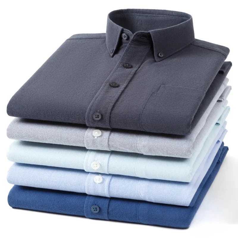 Hight qulity 100cotton oxford brushed long sleeve shirts for men slim fit formal shirt solid white clothes soft office tops X250903