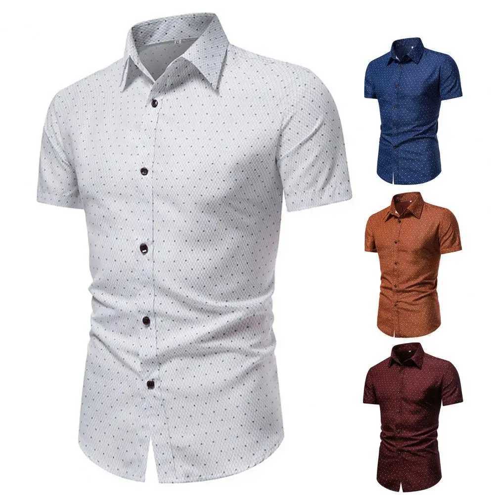 Great Summer Top Business Turndown Collar Leisure Men Shirt Slim Fit Men Shirt for Daily Wear X250903