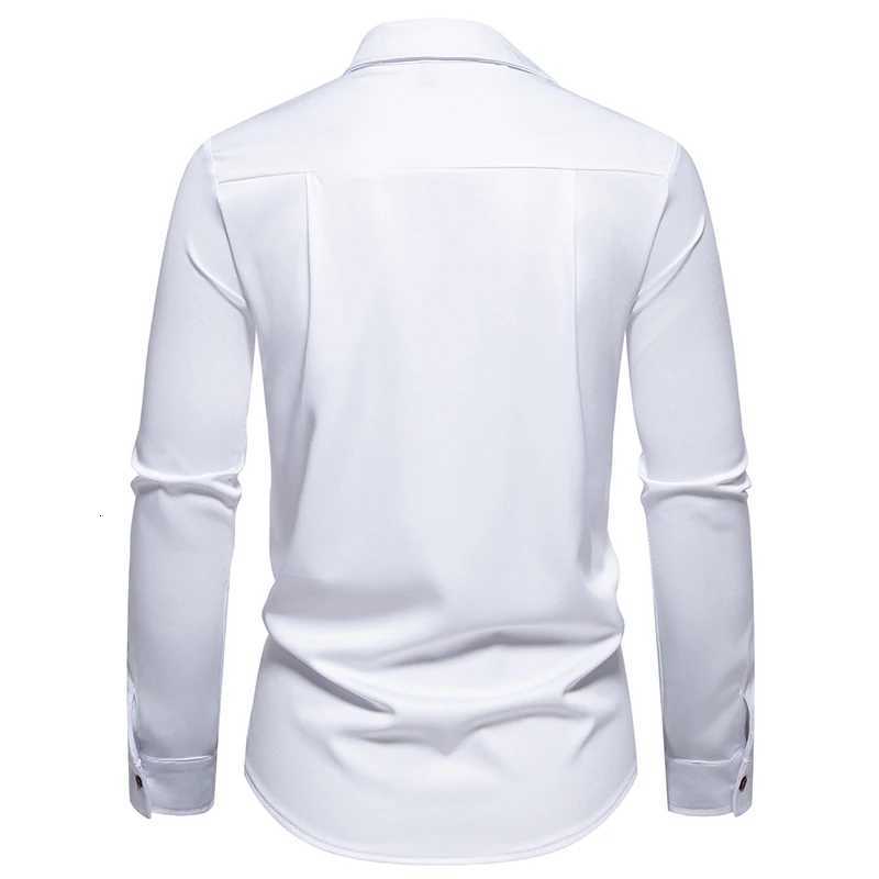 Fashion Man Stand Collar Shirt Personality Oblique Button Irregular Long Sleeve Business Festival Hombre Mens Dress Shirts X250903