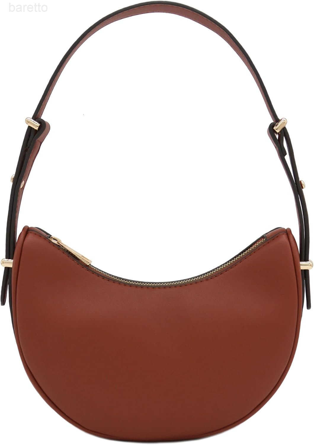 Small Crescent Smooth Faux Leather Underarm Shoulder Bag M250903