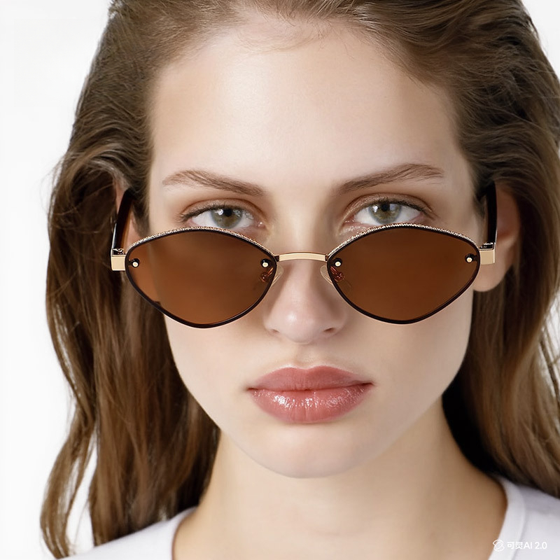 luxury Sunglasses Designer women sun glasses Diamond shaped Polygonal Small Frame men 2025 New Metal Runway Simple Ins two Style eyeglasses