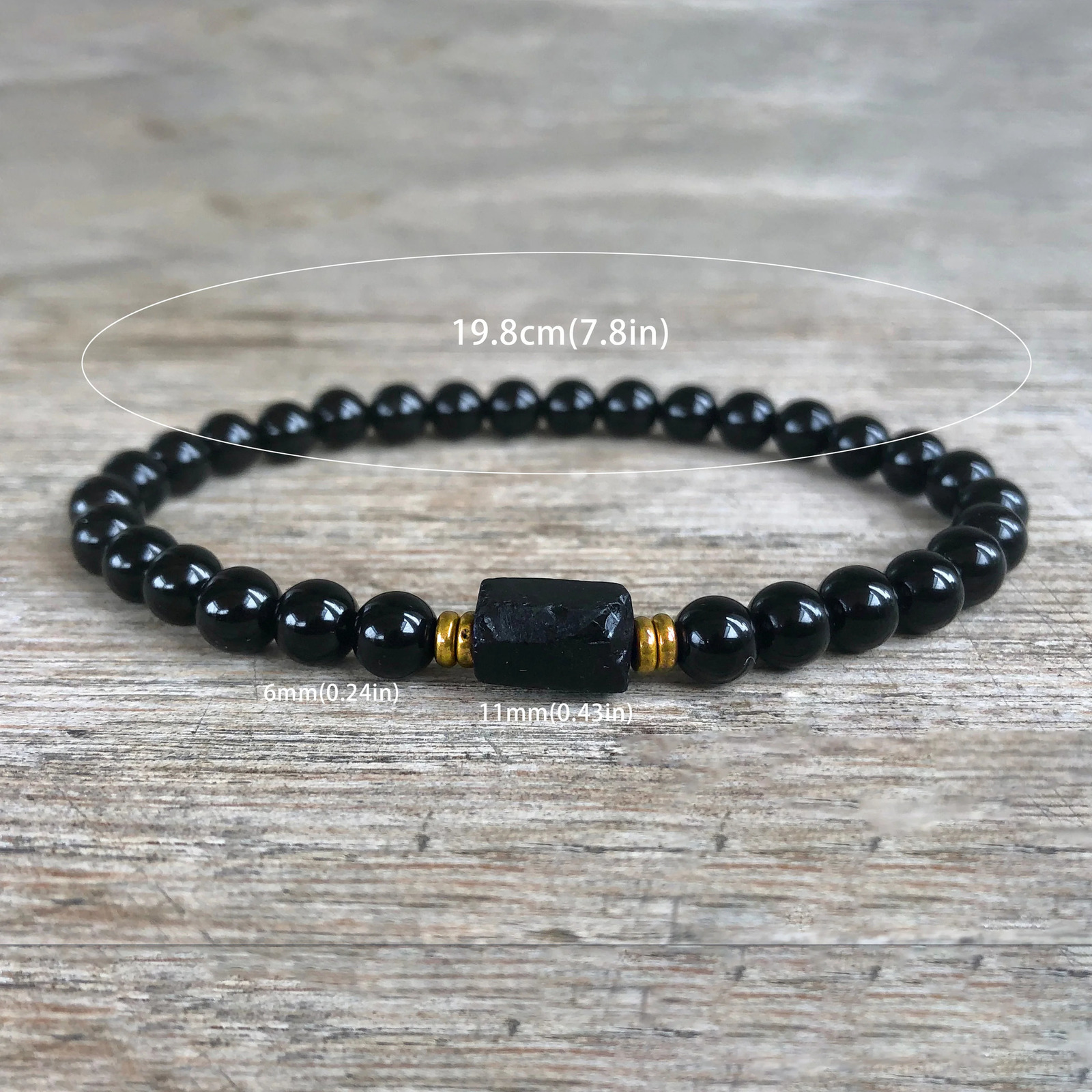 Raw Black Tourmaline Black Tourmaline bracelet 6mm wrist mara protection grounding stress relief root chakra1pc 250902