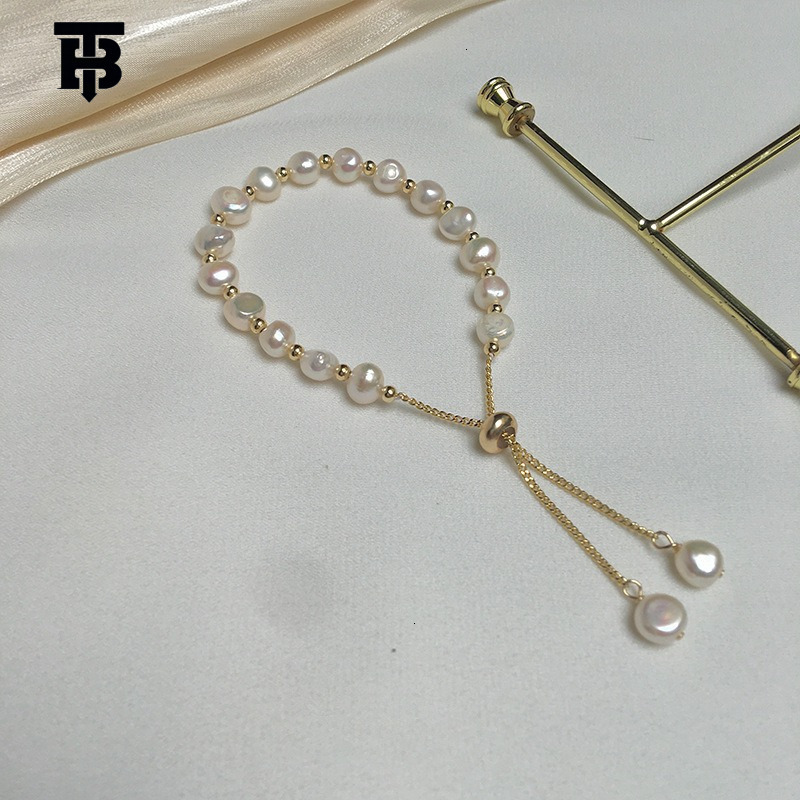 TB BHULAMTE Designer's Women's Natural Irregular Freshwater Pearl Bracelet Exudes A Fresh Simple And Sweet Charm Bringing Out Pink Pearl Jew