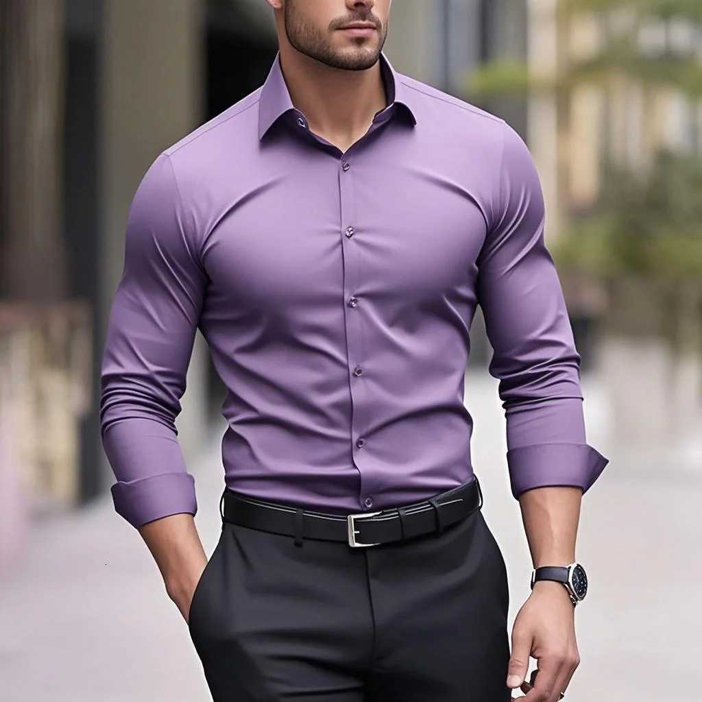 Mens casual white shirt fashionable and simple solid color longsleeved suitable for both casual and business wear X250903