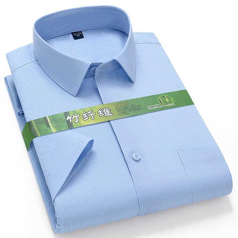 New in shirt hightqulity Bamboo fiber summer short sleeve shirts for man slim fit foraml plain shirt soft elegant office clothes X250903