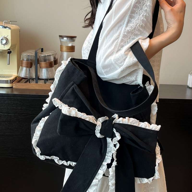 autumn new Korean sweet girl bow casual versatile simple lace handbag niche design atmosphere unique creative armpit women s bag designer shoulder bag