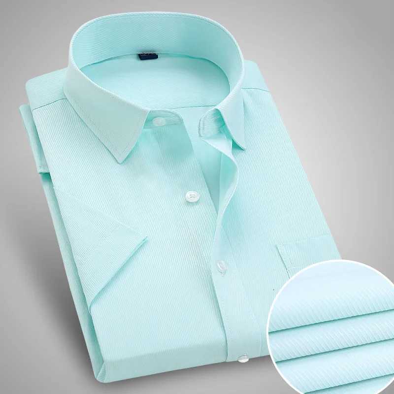 Men Short Sleeve Dress Shirt Summer Fashion Solid Slim Fit Casual Social Shirts Comfortable Breathable Thin Tops X250903