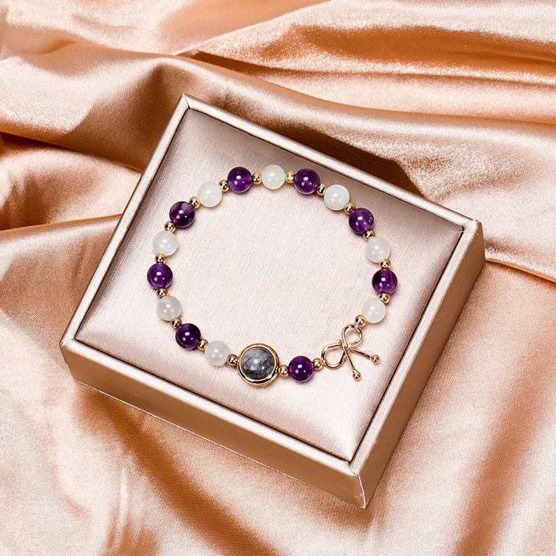 Exquisite Beaded Bracelet Fashion Womens Purple White Stone Healthy Yoga Jewelry Meditation Jewelry Accessory 250902