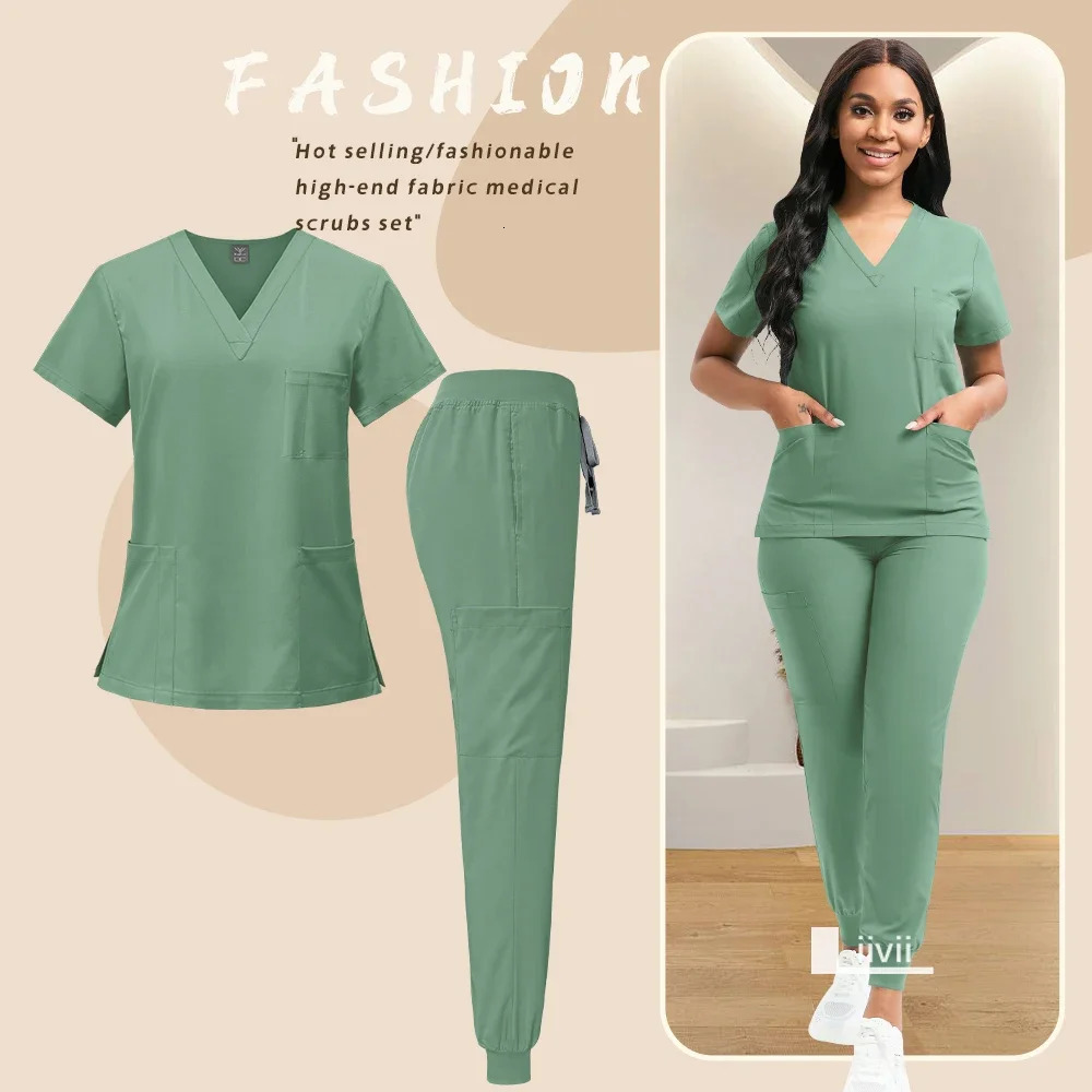 Nurse Uniform 2Piece Workwear Scrubs Set Hospital Uniform Surgery Dentist Overalls Spa Clinical Beauty Work Wear 250902