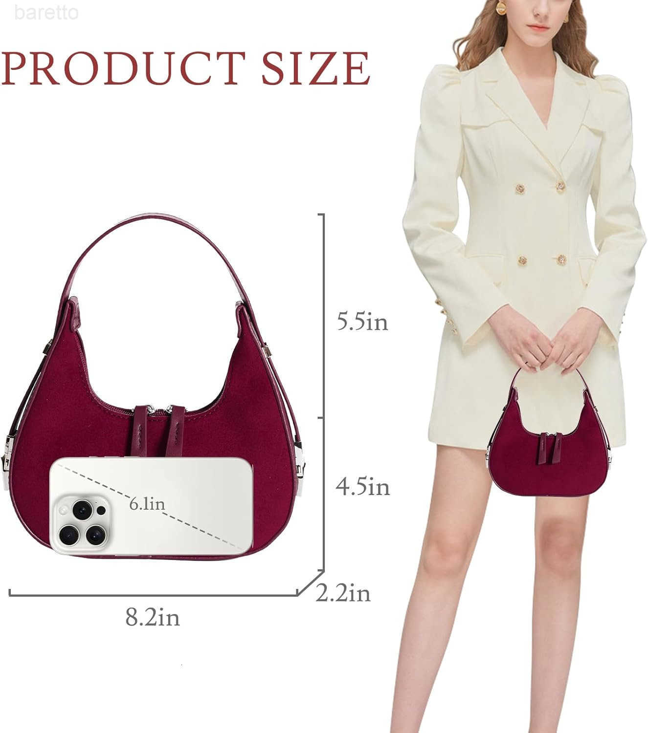 Shoulder Bag Crescent Retro Y2k Hobo Handbags 90s Underarm Purse Bag Fashion Clutch Purses for Women M250903