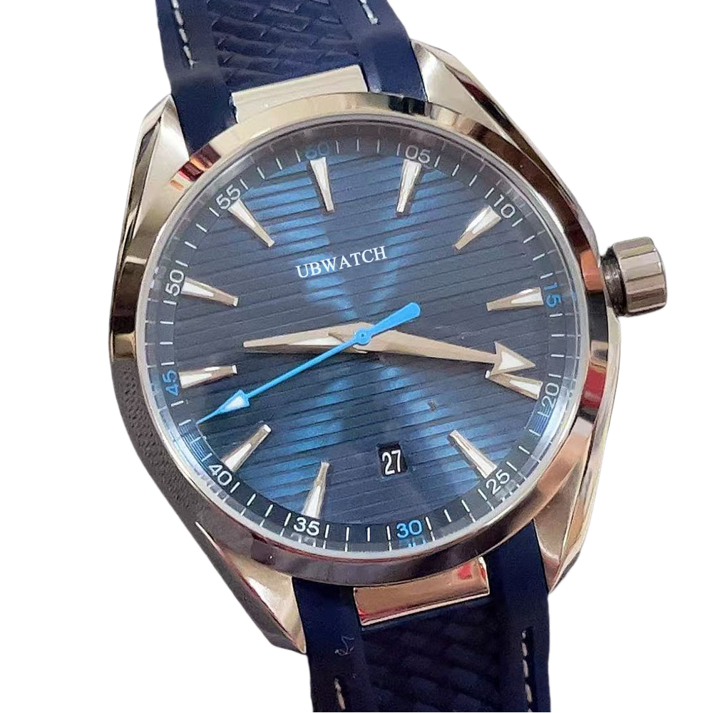 Terra 150M Mens Watches 40mm Deep Blue Texture Design Man Wristwatches With Soft Comfort Leather Strap