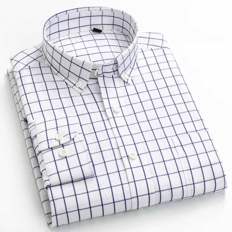 New in shirt 100cotton longsleeve shirts for men slim fit plain shirt thin plaid striped tops fashion elegants office clothes X250903