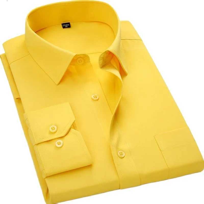 2023 Single Patch Pocket Formal Business Standard Office Mens Classic Long Sleeve Solid Basic Dress ShirtsSIZE 47 48 X250903